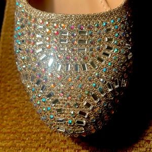 Dressy beaded champagne heels